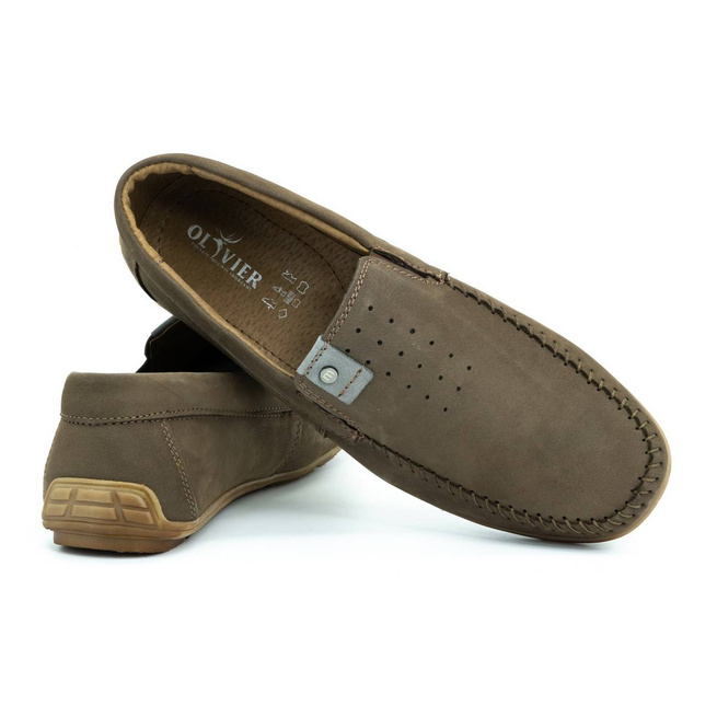 Mokasyny męskie skórzane zamsz 937MA brązowe