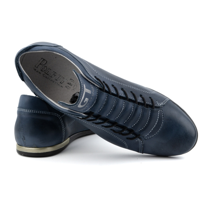 Buty sportowe męskie skórzane 2123 niebieskie