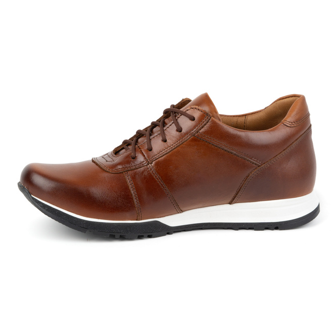 SPORT STYLE 408KZ +6 cm hnědá pánská šněrovací obuv z kůže