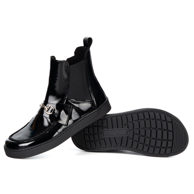 Dámské barefoot boty Scarlet přírodní kůže zateplené zimní černý lak