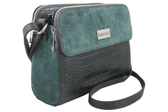 Stylová tříkomorová crossbody kabelka - tmavě zelená