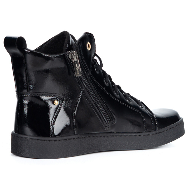 Barefoot buty skórzane minimalisthyczne Riley ocieplane czarne lakier