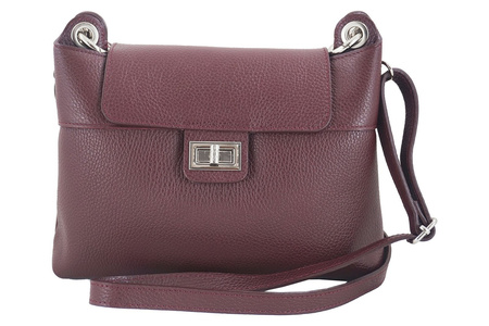 Torebka damska skórzana crossbody - Bordowa 