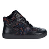 Buty BAREFOOT damskie zimowe 201MP ocieplane skórzane czarne we wzory