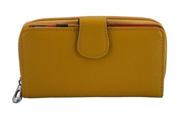 Kolorowy portfel damski skórzany - Ciemnożółty