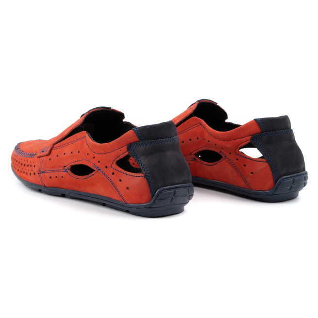 Pánské letní kožené mokasíny 91K červená