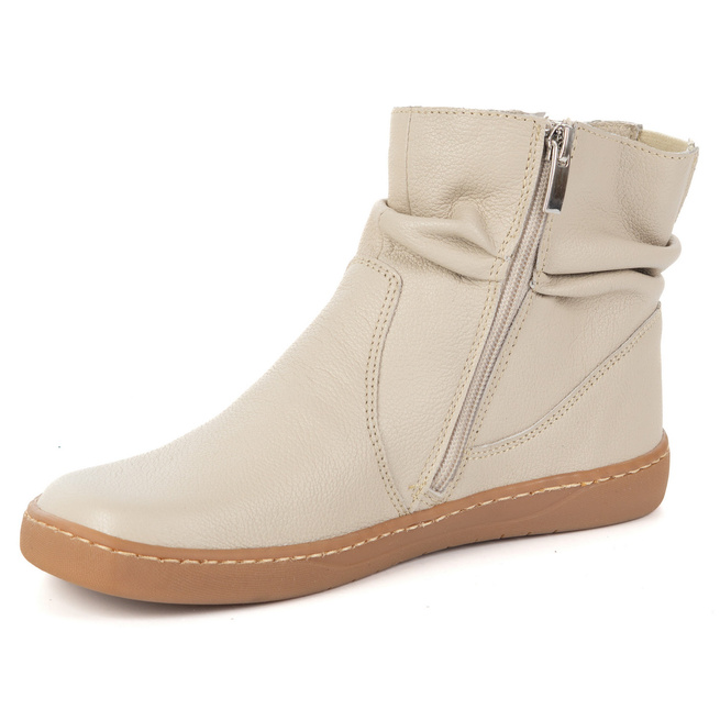 Damskie buty barefoot sztyblety z zamkiem ocieplane 1297 beżowe