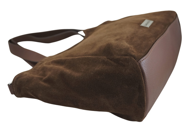 Torebka damska zamszowa typu worek - Brązowa