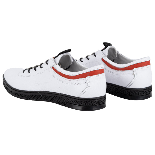 Buty męskie skórzane casual K23 białe z czarnym