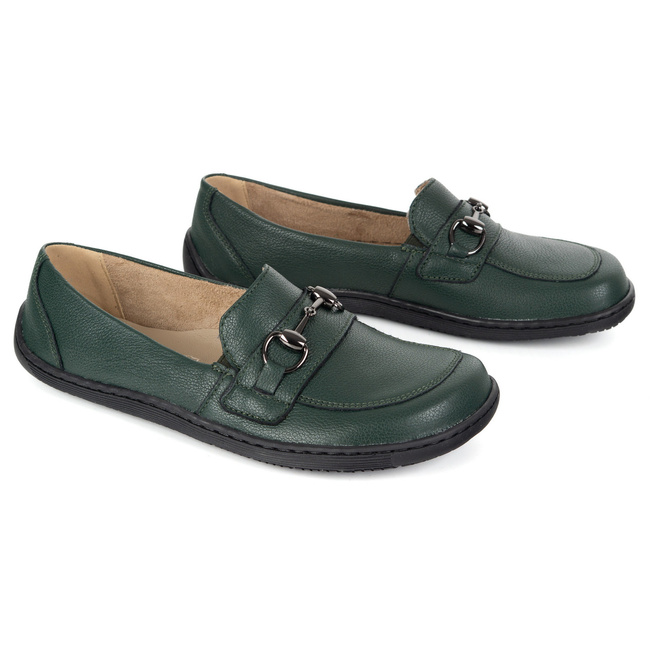 Barefoot damskie mokasyny skórzane minimalistyczne 1288AR zielone
