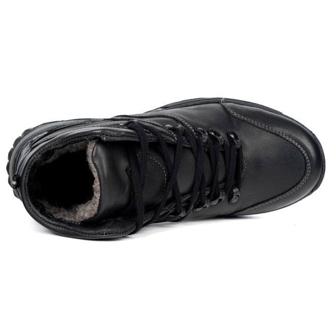 Męskie trzewiki skórzane Olivier 615KNT – model trekkingowy za kostkę czarne