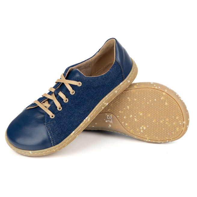 Buty damskie barefoot minimalistyczne skórzane 0771W granat jeans