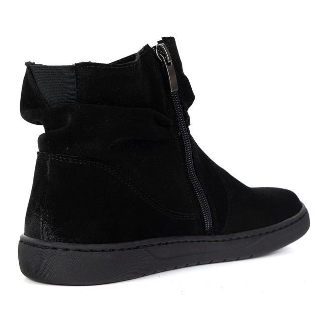 Damskie buty barefoot sztyblety z zamkiem ocieplane 1297 czarny welur