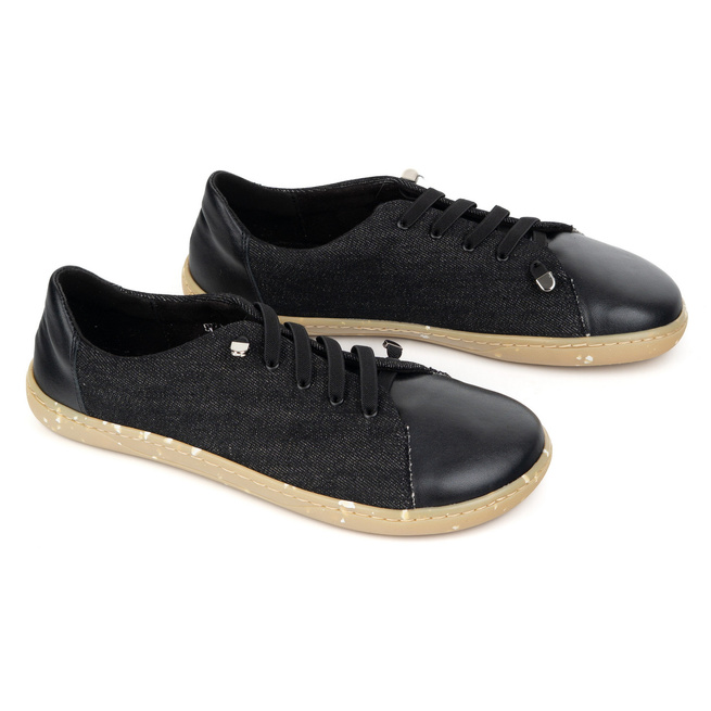 Dámská minimalistická kožená obuv barefoot 0771W black denim