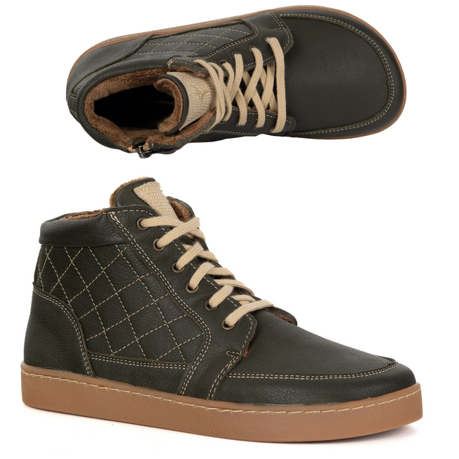 Dámské kožené zimní boty barefoot Z-B05 zelené