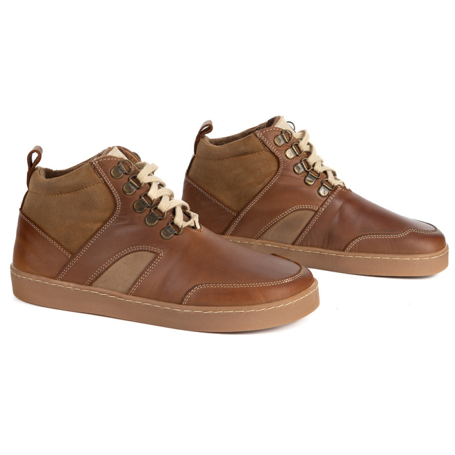 Barefoot unisex zimní kožené boty Explorer brown