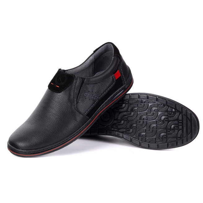 Buty wsuwane męskie ze skóry POLSKIE 800K czarne