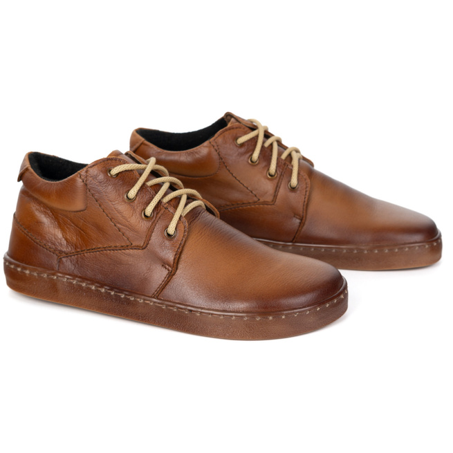 BAREFOOT Męskie buty ocieplane sznurowane minimalistyczne 116KZ jasny brąz