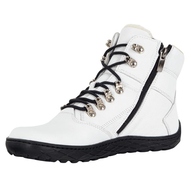 Buty damskie barefoot zimowe skórzane Olivier Astrid ocieplane wełną naturalną białe