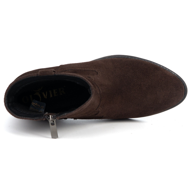 Olivier Dakota – eleganckie botki damskie skórzane zamszowe kowbojki