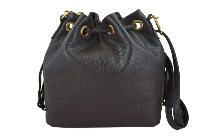 Torebka skórzana boho style - Brązowa ciemna