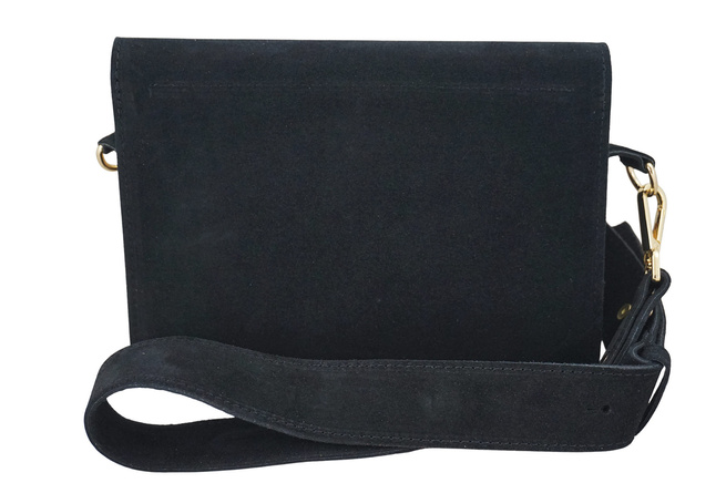 Semišová taška na dopisy se širokým popruhem - černá