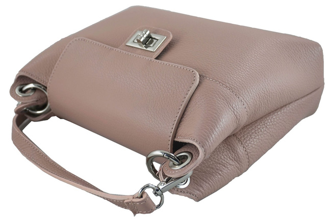 Torebka damska skórzana crossbody Różowa pudrowa