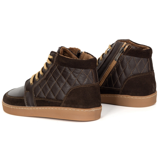 Buty damskie zimowe barefoot skórzane Z-B05 brązowe