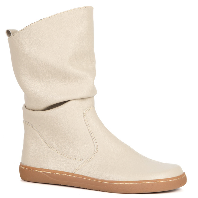 Dámské boty BAREFOOT zateplené kožené Freja Polish beige s lícováním