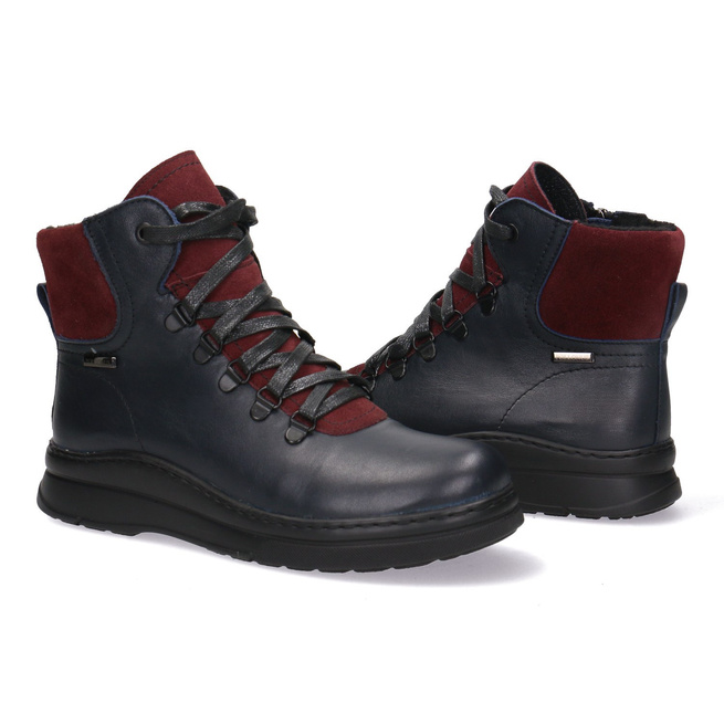 Pollonus dámské kožené sněhule navy blue/maroon 5-1459-001