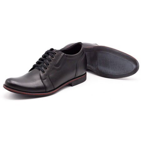Buty męskie skórzane podwyższające P24 czarne