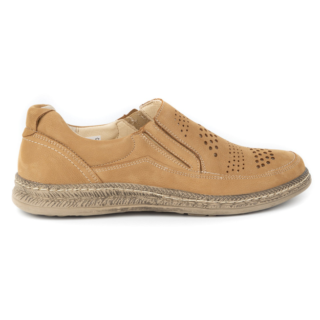 Buty męskie na lato skórzane 0116W camel