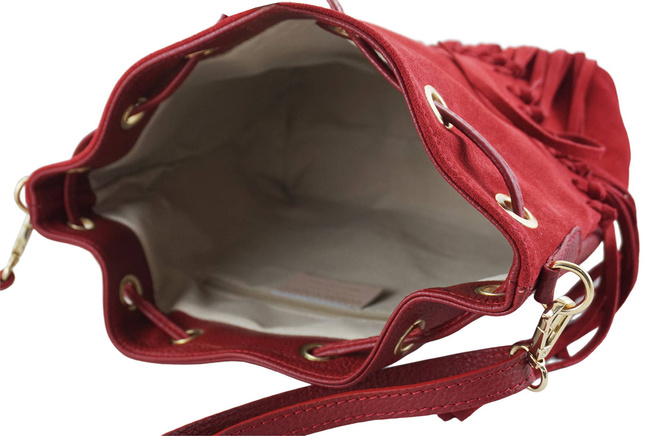 Torebka skórzana boho style - Czerwona