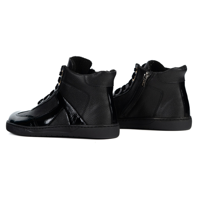 Zimowe buty barefoot Olivier Reese – minimalistyczne skórzane botki dla kobiet czarne 