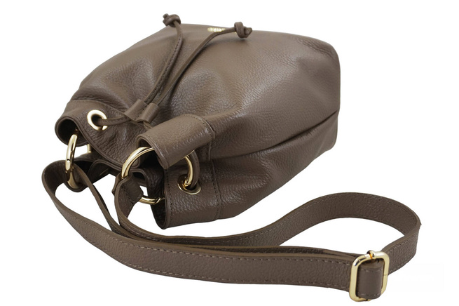 Torebka skórzana / mini worek - Beżowa ciemna