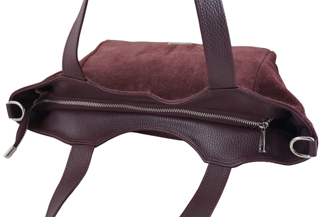 Torebka damska zamszowa typu worek - Bordowa