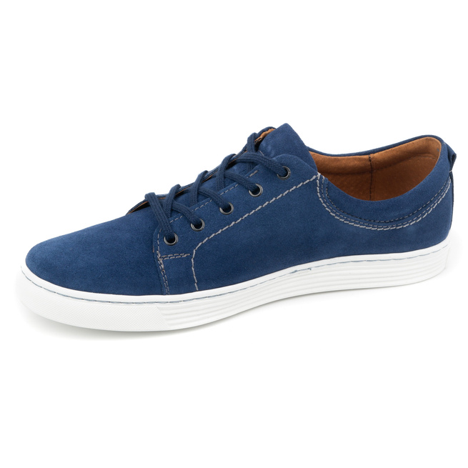 Buty Męskie skórzane casual 946MA niebieskie welur