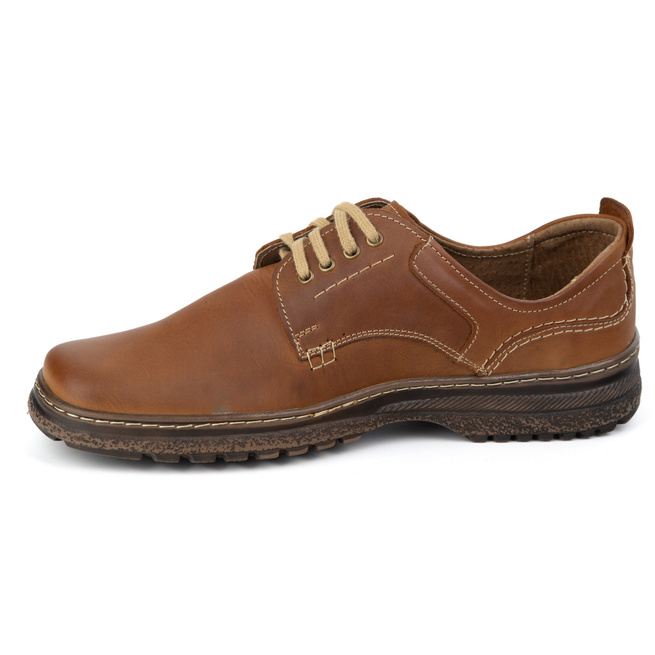 Buty męskie skórzane casual 221GT camel brązowe