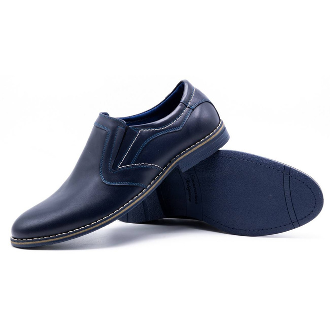 Elegantní pánská kožená obuv 283LU navy blue