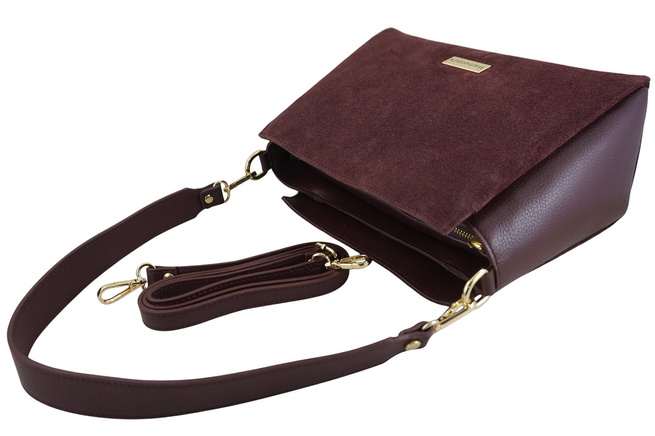 Městská taška z přírodního semiše a kůže - bordó