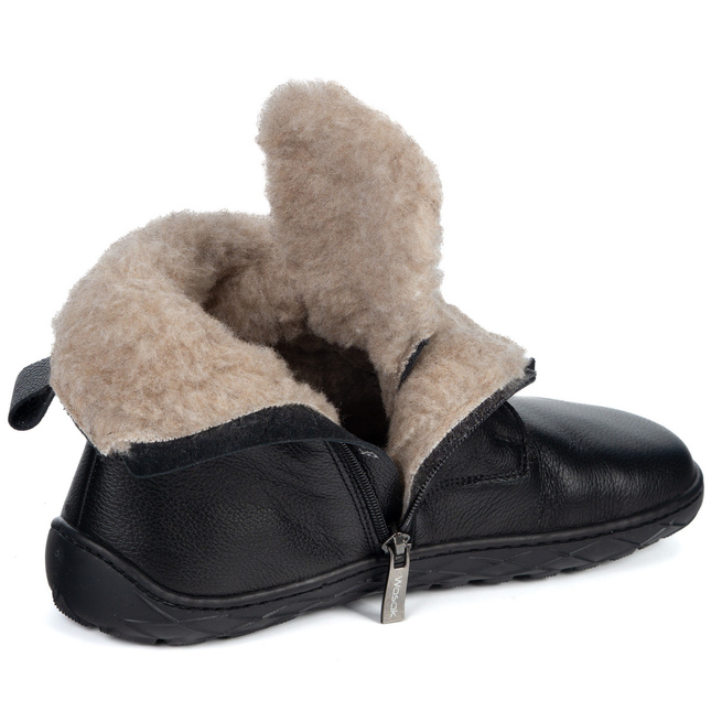 Dámské vlněné zateplené kožené šněrovací boty MERINO semišové vysoké zimní 0778W černé