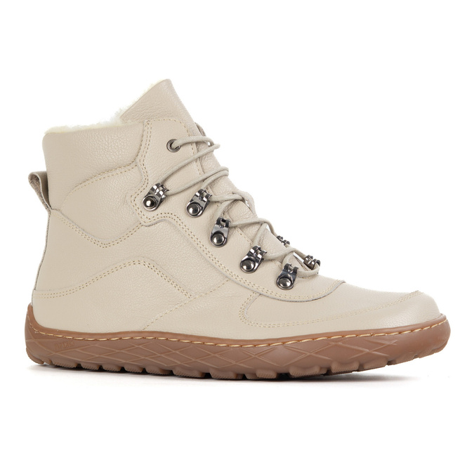 Dámské minimalistické zimní kožené boty barefoot 1292 beige