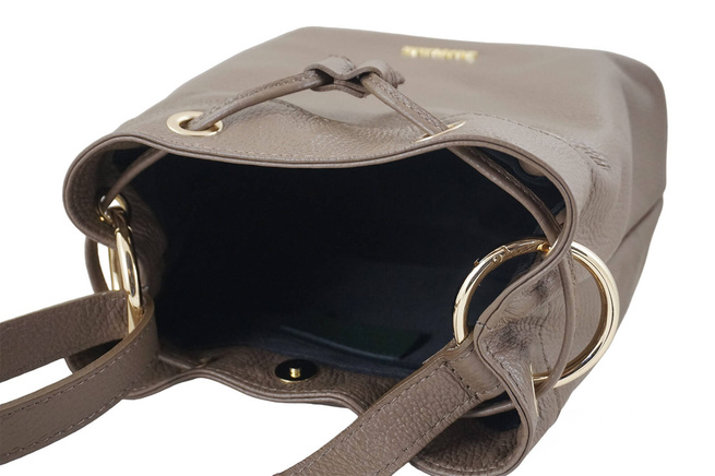 Torebka skórzana / mini worek - Beżowa ciemna