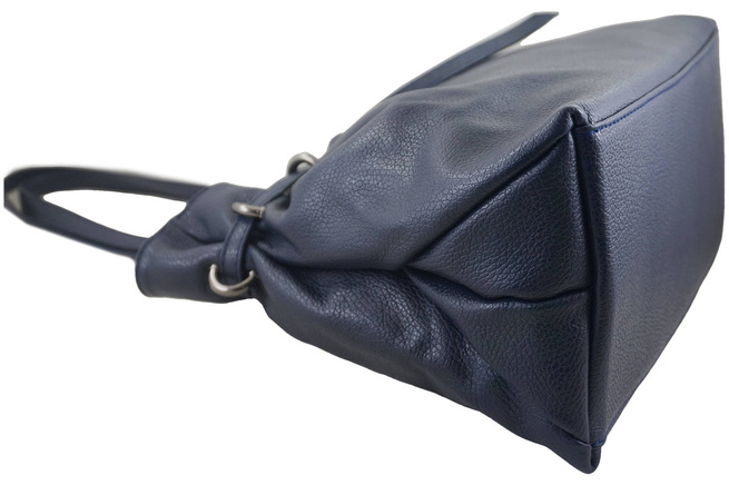 Duża torebka skórzana na ramię - Granatowa