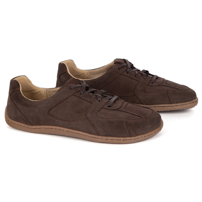 Buty BAREFOOT minimalistyczne skórzane 0796W welur brązowe