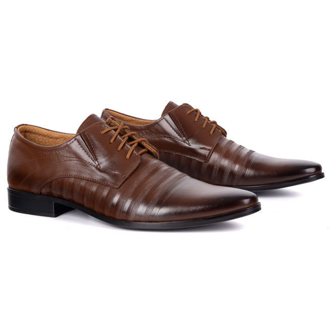 Buty męskie wizytowe skórzane 256T5 brązowe