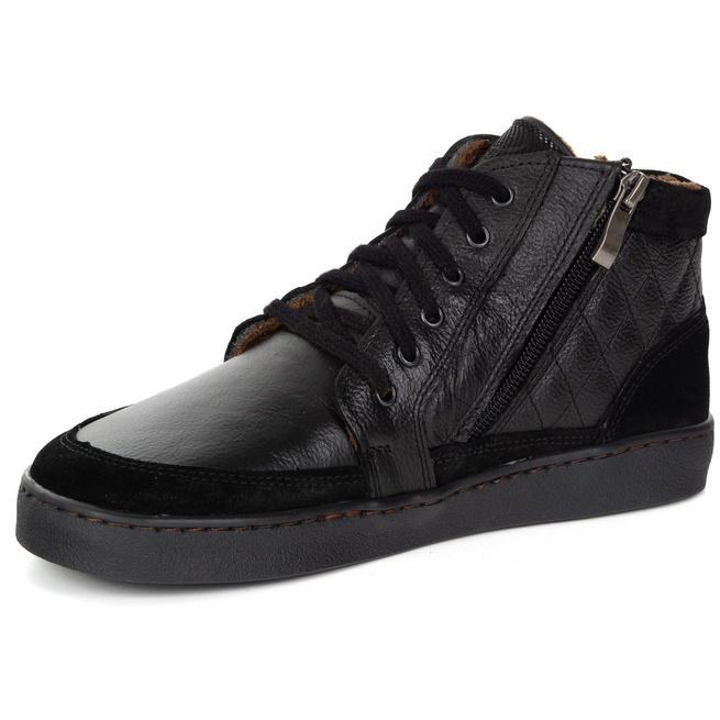 Buty damskie zimowe barefoot skórzane Z-B05 czarne