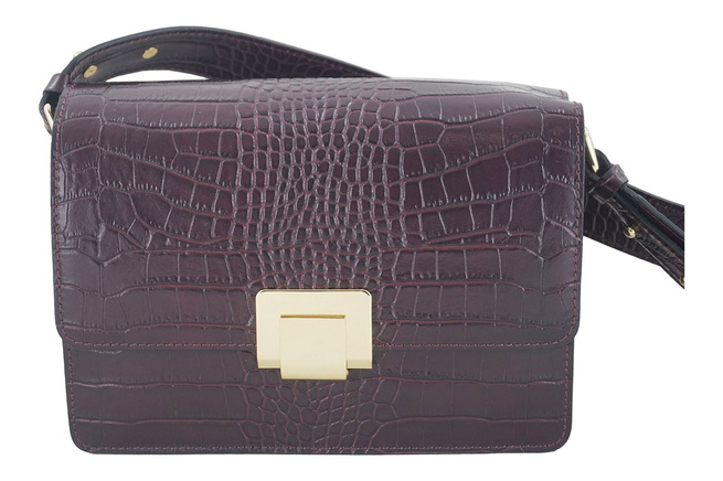 Módní kožená kabelka - CROCO - Maroon