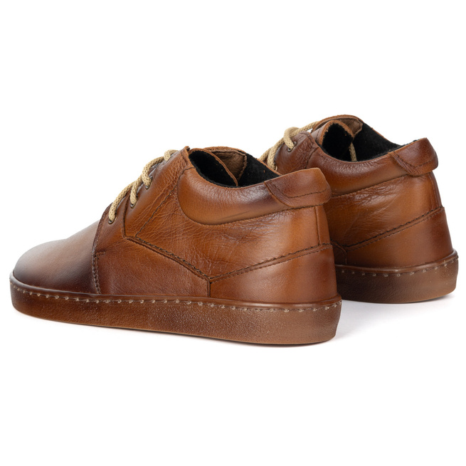 BAREFOOT Męskie buty ocieplane sznurowane minimalistyczne 116KZ jasny brąz