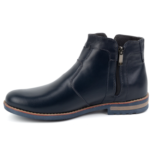 Pánské zateplené zimní kožené boty 887K navy blue
